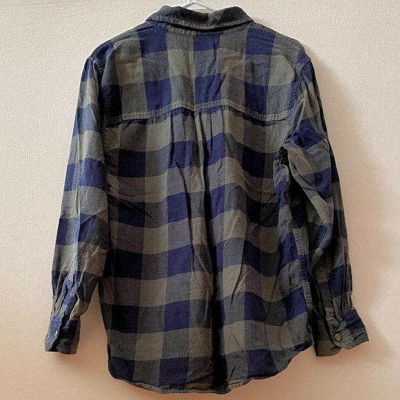 Blue and green plaid flannel button up - Picture 2 of 2